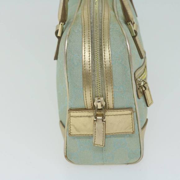 GUCCI GG Canvas Hand Bag Light Blue Gold Tone Auth ac2720 - Picture 3 of 16